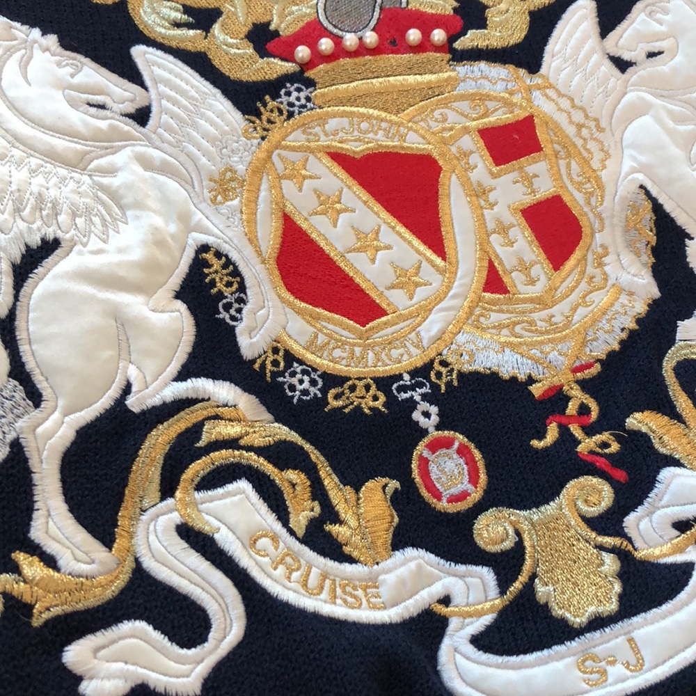 Vintage St. John 1994 pegasus crest cruise jacket blue/white size small - Picture 8 of 11